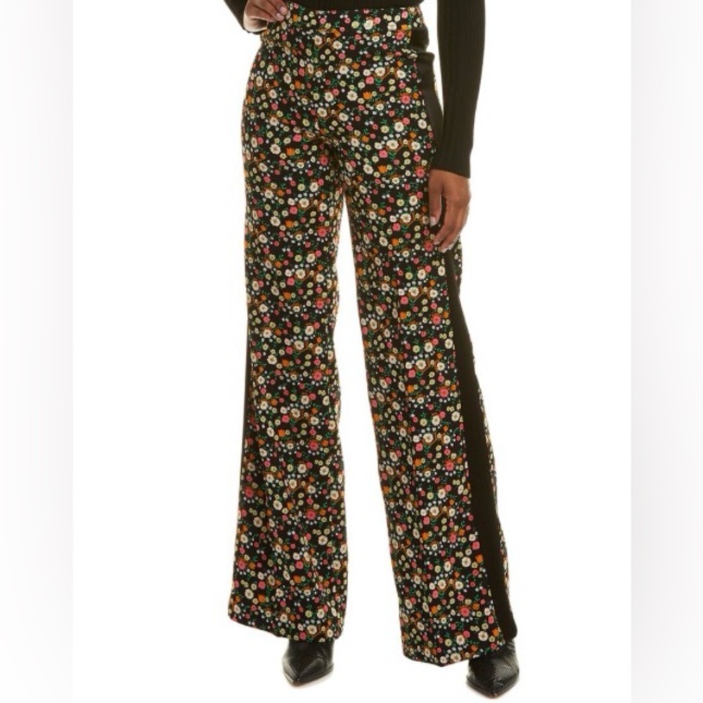Tory Burch Multicolor Retro Inspired Botanical Floral Wide Leg Pants